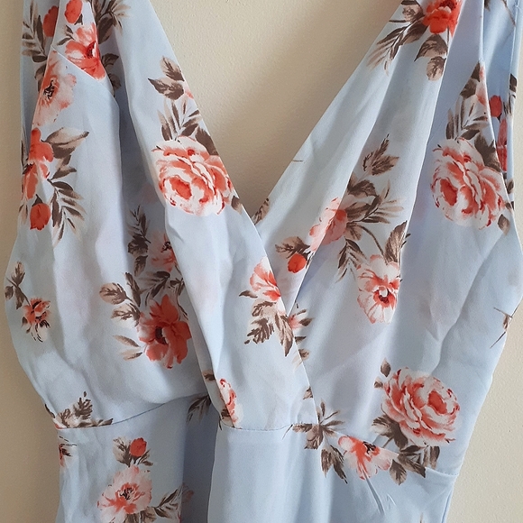 Lush Floral Blue Maxi Dress - Picture 6 of 11